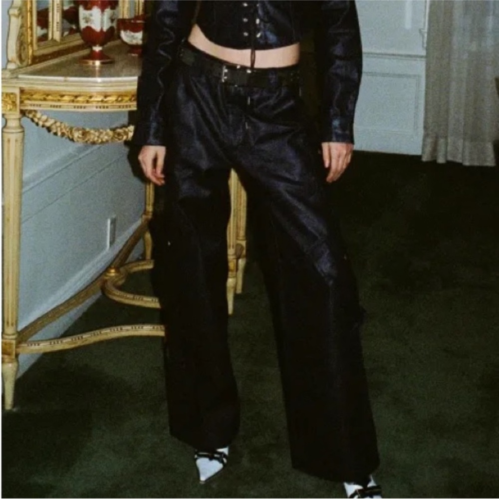 With Jean Rain Cargo Pants in wax blue